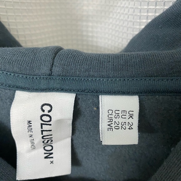 ASOS Collusion Slate Grey Oversized Graphic Pocket Hoodie - size 20 NWOT - Picture 2 of 6